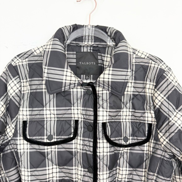 Talbots Tie Waist Quilted Shirt Jacket Traditional Plaid - Picture 3 of 6